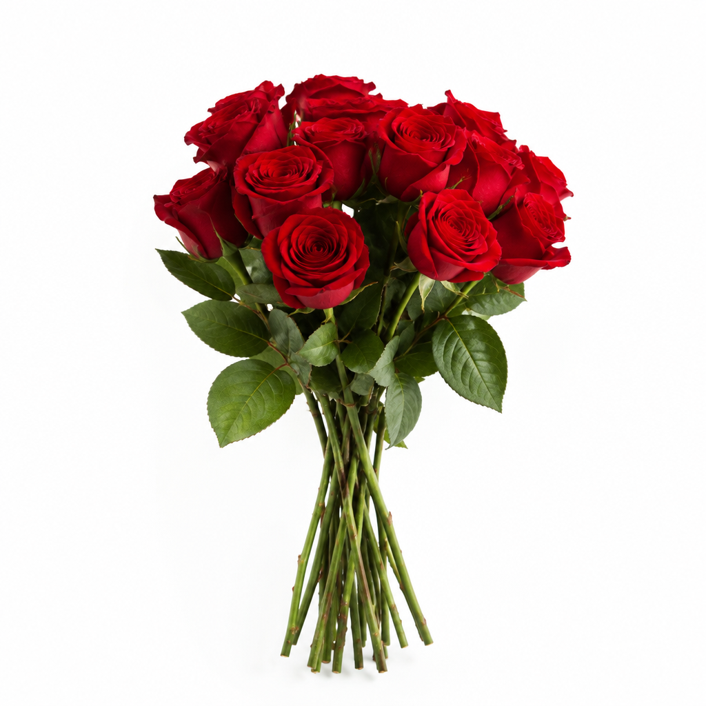 Seven red roses minimalist bouquet
